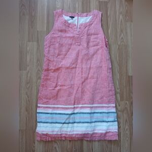 Talbots Women's Sleeveless Pink and White Striped Dress